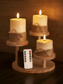 3pcs Set Flameless LED Battery Operated Candles With Remote Control And Timer, Ivory Color With Rope, Suitable For Home, Bedroom, Wedding, Proposal, Christmas, Halloween, Company Party