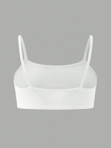 Chatreadl 4pcs/Set Cute Casual Solid Color Camisole Bra Top For Girls, Suitable For All Seasons