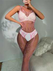 Women Sexy Lingerie Mesh Fishnet Bodystocking For Fashion Underwear Sets Two Pcs Exotic Sets High Elasticity Socks