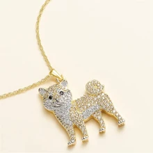 1 pièce Pendentif collier en alliage de zinc avec adorable Corgi, bijou de chien de compagnie en strass brillants, cadeau parfait pour les amateurs de chiens pour la Saint-Valentin, Noël, anniversaire