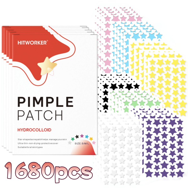 1680 Pcs Acne Patches - Mild And Non-Irritating, Cover Acne And Blemishes - 280/840 Pcs Star-Shaped Multi-Color Concealer Patches, Star-Shaped Acne Patches Waterproof And Breathable Daily Facial Use Essentials For Facial Skin Coverage And Care Personal Care Easy To Carry When Traveling Beauty Tips For Parties, Perfect Photo Props Suitable For All Skin Types And Ages