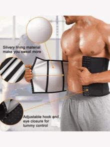 1PC, 2025 Summer Men's Sweating Belt, Men's Protective Belt Four Rows Buckle Plastic Belt, Sauna Belt, Waist Cover And Sports Protective Belt,Waist Trainer,Men's Sports Waistband - Multicolor - View 4