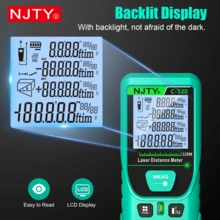NJTY 1pc Handheld Digital Laser Distance Meter, 50m/120m (164ft/394ft), Green Laser, Brighter Visibility, Bubble Level, Unit Switchable, High Precision, Data Storage, Soft Carrying Case & Strap, Multipurpose Laser Rangefinder For Home, DIY, Woodworking, Construction Sites