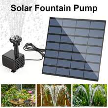 1pc Solar Powered Fountain Pump Kit, 1.5W 150L/40gal/H, 2.5W 220L/58gal/H Outdoor Water Fountain Pump, Separate Pump And Solar Panel For Easier Installation And Use, 11*11cm/15.5*15.5cm Solar Panel, 3 Connectors 8 Nozzles, Max Lift 70cm, Suitable For Bird Bath, Pond, Garden, Fish Tank - Solar Powered, No Battery Required, Plastic Material