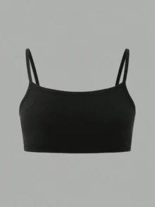 Chatreadl 4pcs/Set Cute Casual Solid Color Camisole Bra Top For Girls, Suitable For All Seasons