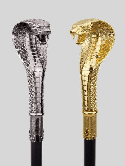 1pc Two-Color Dog Cobra Arc Snake Pattern Fish Scale Pattern Animal Pattern Metal Material Old Two Sections Detachable Leisure Mediterranean Halloween Props Cosplay Dark Performance Scepter Elegant High-End British Gentleman Cane Suitable For Daily Use As A Gift