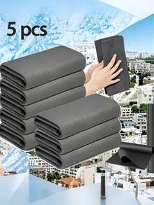 5/10/20pcs Streak-Free Magic Glass Cleaning Cloth, Waterless Printing Microfiber Scraping Cloth, Gray Glass Wiping Rags - Multicolor - View 14