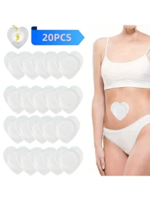 20 Stücke Rizinusöl-Packung-Umschlag, Rizinusöl-Patches Rizinusöl-Umschlag am Bauchnabel, Spinnvlies-Tuch Rizinusöl-Packung Rizinusöl-Patches, selbsthaftende Rizinusöl-Kompresse Rizinusöl-Wickel Pads, weiß