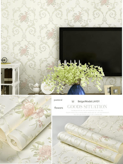 Roll 53*100cm3D Bloemen Wallpaper, Self Adhesive Non Woven Fabric Removable Flower Pattern, Bedroom Living Room ation, ation TV Background Wand Sticker,53*300cmOptional view 3