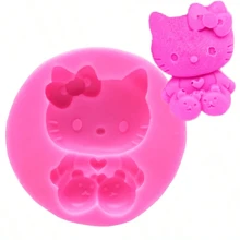 1 pieza Molde de silicona con diseño de Hellow Kitty de Sanrio, molde para decoración de pasteles y chocolates, molde para hacer velas de cera artesanales, regalo festivo