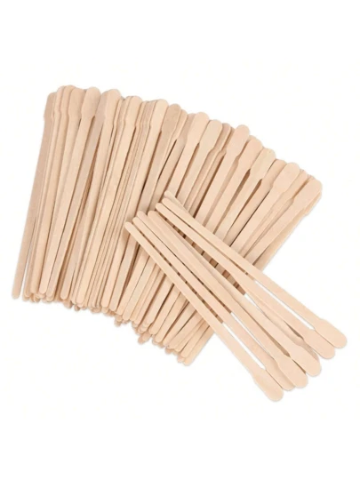 500/200/100pcs Wooden Wax Applicator Sticks, Suitable For Eyebrow, Lip, Nose Hair Removal, Disposable Wax Applicator Sticks