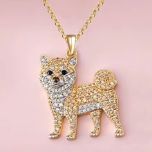 1 pièce Pendentif collier en alliage de zinc avec adorable Corgi, bijou de chien de compagnie en strass brillants, cadeau parfait pour les amateurs de chiens pour la Saint-Valentin, Noël, anniversaire
