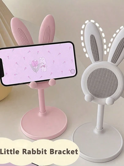 2pcs Cartoon Rabbit Adjustable Desk Phone/Tablet Stand, Extendable Desktop Holder For Home, Bedroom, Living Room