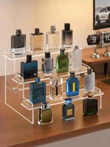 1pc Acrylic Cosmetic Organizer Rack, Multi-Tier Display Storage Shelf For Perfume, Skincare, Makeup Items, Reinforced Sturdy Pyramid-Shaped Stand For Living Room, Bathroom, Bedroom, Home Decor,For Holiday Beach, Bathroom Collection, Bedroom Collection, Large Capacity