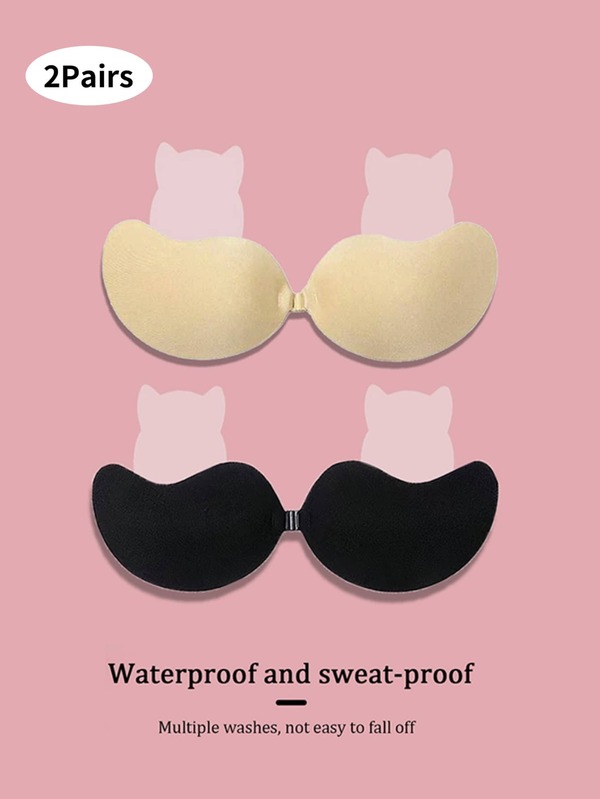 2 / 1 Pair Of Invisible Strapless Hook And Loop Bras (Includes Invisible Lifting Accessories) Sexy Silicone Mango Cup Bra Stickers For Women Breathable Style For Small And Large Breasts Push-Up Bra Stickers For Anti-Sagging Invisible Suspender Dresses Wedding Lingerie