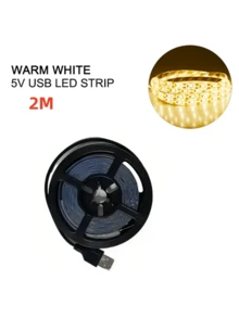 1pc USB Powered LED Strip, Warm White LED Light, Flexible Adhesive Back LED Light For Bedroom Decoration, DIY Custom Kitchen, Display Cabinet, Living Room, TV Background Lighting, Under Bed, Dressing Table, Wardrobe, Home Decoration