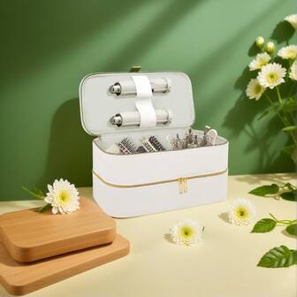 1 Pc Hair Tools Travel Bag, Double Storage Box, Hair Dryer Accessories Storage, Waterproof PU Leather Organizer Bag, Shark Hair Dryer Attachments, Suitable For Home, Bedroom, University Dormitory, Travel, Is A Contact Gift For Family And Friends. Mother's Day Gifts, Holiday Gifts.Travel Essentials Vacation Summer Back To School School Stuff Bag For School Travel Bag For Women Makeup Bag For Travel