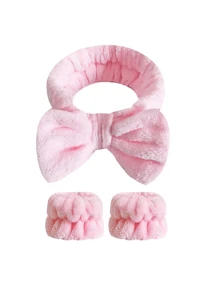 1 pièce Ensemble de serre-tête et bracelet à nœud unicolore pour femmes, accessoires capillaires simples, serre-têtes, élastiques à cheveux