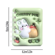 3pcs Random Color & Style Cute Cartoon Spiral Notebook, Expanding Effect High Aesthetic, Cartoon Design, Student Planner Memo Book - Multicolor - View 2