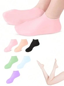 1 Pair Silicone Moisturizing Relief Socks, 1pair High Elastic Absorption Pressure Socks, Reusable Aloe Socks, Overnight SPA Sock, Anti-Slip Gel Heel Socks For Women Men Dry Skin Dry Feet Rough Skin, Home Foot Care, Use With Your Favorite Lotions, And Creams, Foot Scrubber, Feet Scrub, Gift For My Mother, Mother's Day, Travel Accessories, Socks Women, Callus Remover