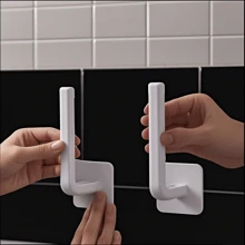 2pcs, Bathroom Traceless Hook, Used To Place Toothbrushes, Cylindrical Toilet Paper, Daily Necessities, A Multifunctional Hook