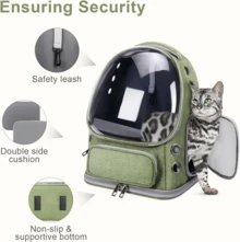 Astronaut Window Dog Cat Carrier Breathable Transparent Backpack Pet Travel Bag - Army Green - View 3