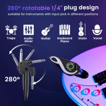 H1 Wireless Guitar System 2.4 GHz, Professional Starter Rechargeable Audio Wireless Guitar Transmitter Receiver For Guitar, Bass, Electronic Instruments - Black - View 3