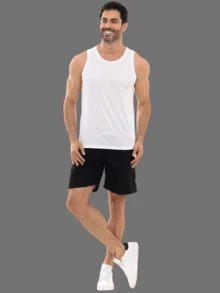 kit 2 shorts masculino linho mauricinho curto P ao GG - preto/caqui - Visão 2