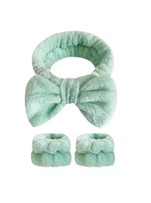 1 pièce Ensemble de serre-tête et bracelet à nœud unicolore pour femmes, accessoires capillaires simples, serre-têtes, élastiques à cheveux