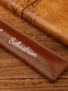 Personalized Custom New Leather Rectangular Button Pen Pouch, Single Steel Pen, Signature Pen, Protective Pen Pouch, Can Print Logo, Pencil, Ballpoint Pen Bag, Back To School. - Multicolor - View 4
