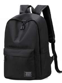 男士返校帆布极简背包 - 男士韩版背包 - 大容量中学背包 - 笔记本电脑旅行包、学生背包、大学背包 - 黑色 - 查看 5