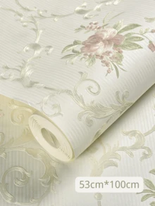 1 Roll 53*100cm3D Floral Wallpaper, Self-Adhesive Non-Woven Fabric With Removable Flower Pattern, Suitable For Bedroom And Living Room Decoration, Bedroom Decoration Wallpaper, TV Background Wall Sticker,53*300cmOptional - Baby Pink - View 8