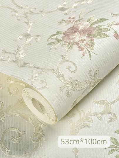 Roll 53*100cm3D Bloemen Wallpaper, Self Adhesive Non Woven Fabric Removable Flower Pattern, Bedroom Living Room ation, ation TV Background Wand Sticker,53*300cmOptional view 7