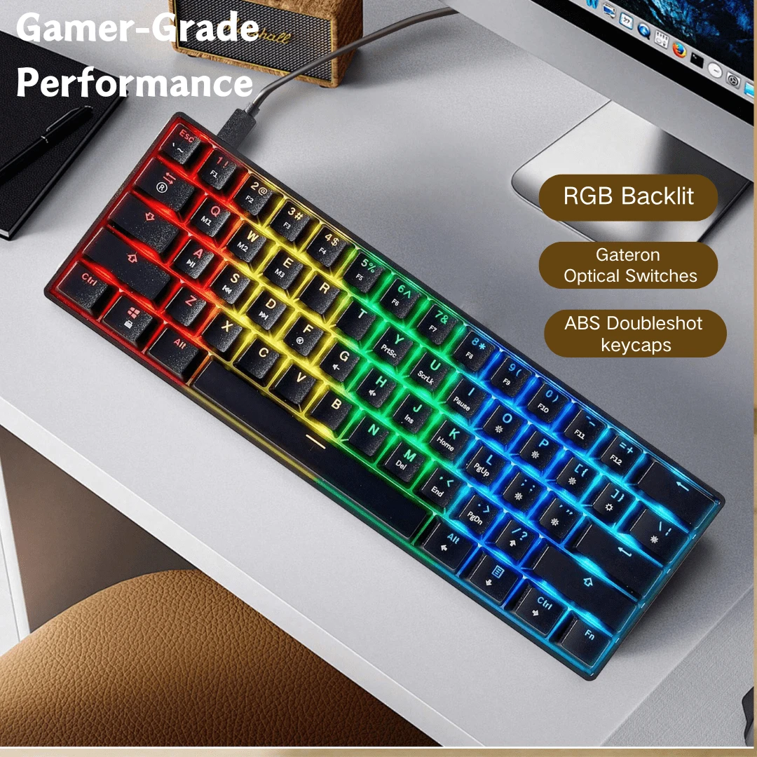 Luna Gaming Keyboard Hot Swap – 62 Keys RGB Backlight For PC – ISO DE ...