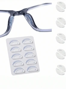 50 pares/10 piezas (5 pares por pieza) de almohadillas nasales para gafas, antideslizantes, suaves, de silicona Adhe, almohadilla para monturas de plástico, gafas de sol (negro/blanco), accesorios para anteojos