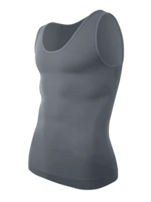 Men Compression Shirt Vest Slimming Body Shaper Shaping Undershirts Shapewear Workout Tank Tops - Grey - View 7
