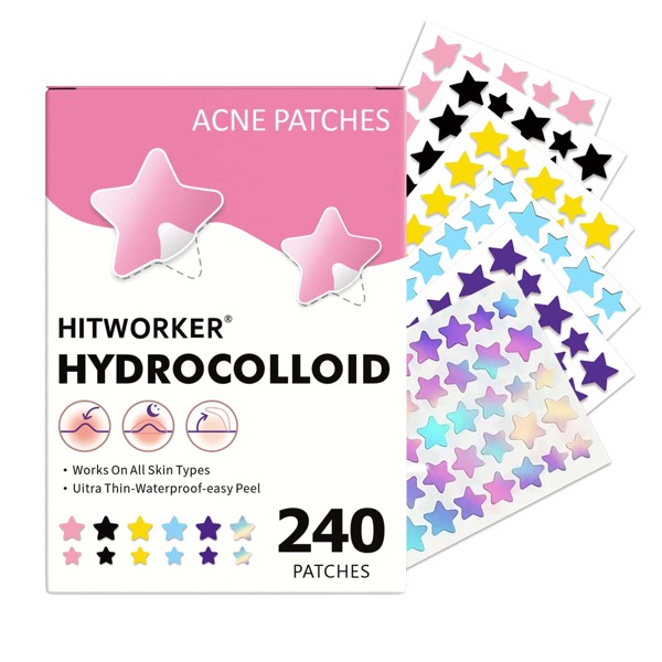 240 Star Shaped Acne Cover Stickers In Six Colors, Waterproof, Gentle On The Skin, Suitable For Daily And Halloween Use