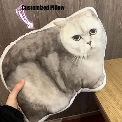 [Customization] Photo Pillow Pet Pillow, Customized Picture Pillow, Personalized 3D Pillow, Customized Headrest, Customized Face Pillow, Cute Pet Pillow, Dog Pillow, Customized Dog Gift, Headrest, Fun, Unique, Customized, Double Sided Customization, Mixed Color,Machine Washable, Digital Printing