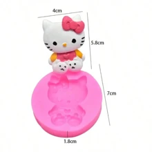 1 pieza Molde de silicona con diseño de Hellow Kitty de Sanrio, molde para decoración de pasteles y chocolates, molde para hacer velas de cera artesanales, regalo festivo