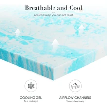 Cooling Gel Memory Foam Mattress Topper - Pressure Relief & Back Pain Support - Ventilated Design With CertiPUR-US Certified Foam (Twin/Twin XL/Full/Queen/King)