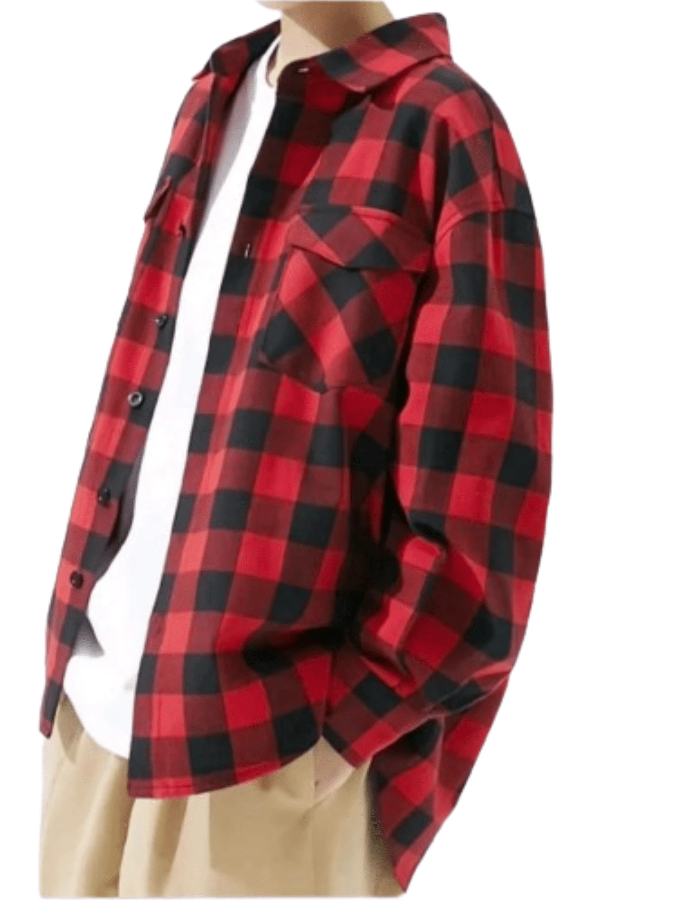 MEN'S CHECKED FLANNEL LONG SLEEVE SHIRTS TAKE ADVANTAGE - Red - View 1