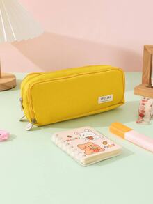 Large Capacity Fabric Pencil Case Layer/Double Sided Pen Bag Pencil Case/School/Office/College YD Stationery - 隨機顏色 - 查看 5