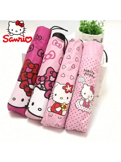 SANRIO 轻巧便携手动伞，具备防紫外线功能，时尚便携，卡通可爱设计，适合全天夏季降温，是海滩、旅行、春夏必备单品、伴娘礼物、房间、卧室装饰、男女通用、度假之选。