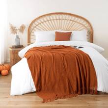 1pc Super Oversized Geometric Pattern Acrylic Knit Fringe Throw Blanket, Machine Washable, Suitable For Sofa, Office, Bed, Camping, Travel, All Seasons, Great As Movie Theme, Holiday, Birthday, Mother's Day Gift - Caramel Colour - View 5