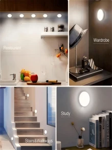 Luz nocturna inalámbrica LED, 8 bombillas de unicolor regulable, lámpara de lectura recargable USB, sensor de movimiento inteligente de 120°, desmontable magnético, luz de noche para dormitorio, apto para dormitorio, armario, mesita de noche, entrada, pasillo, balcón, iluminación de lectura (Luz cálida/Luz blanca)