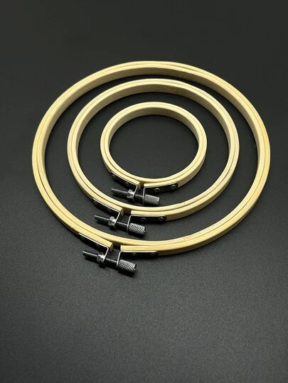 3pcs Adjustable Wooden Embroidery Hoops Set, 3 Sizes: 3.39in-5.51in-7.48in, Wooden Round Embroidery Hoops With Adjustable Bamboo Rings And Cross-Stitch Rings, Suitable For Home Decor And Sewing, Loose, Artistic