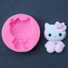 1 pieza Molde de silicona con diseño de Hellow Kitty de Sanrio, molde para decoración de pasteles y chocolates, molde para hacer velas de cera artesanales, regalo festivo