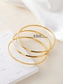 3 chiếc vòng tay mỏng 2,5mm, vòng tay viền xiên mạ vàng 18k mờ, phong cách thời trang tối giản, dành cho cả nam và nữ khi đi câu lạc bộ/tiệc tùng, 3 kích cỡ - Vàng - Xem 12