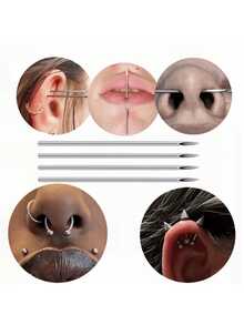 14pcs/Set Piercing Kit With 4 Sterile 1.6G Piercing Needles, 1 Triangle Forceps/Gloves, And 8 Stainless Steel Piercing Jewelry, Suitable For Lip/Nose/Brow/Ear Piercing Tools - Multicolor - View 4