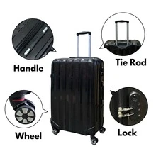 ORLACS 行李箱，旅行箱套装 20+24+28，三件套，ABS 硬质材料，有光泽，重量轻，安全锁，大存储容量，静音万向轮 360°，高品质，耐用，防水，耐磨，防刮，欧洲品牌 - 黑色 - 查看 3